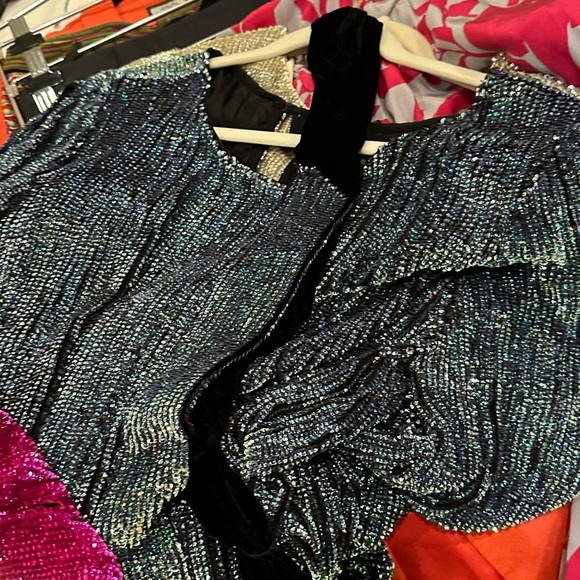 Retrofete Grace Dress – Metallic Turquoise Size S - Picture 9 of 14